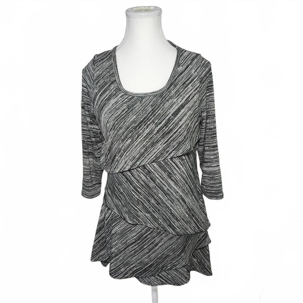 Dressbarn Women's Petite Grey Layered Dress Size PS